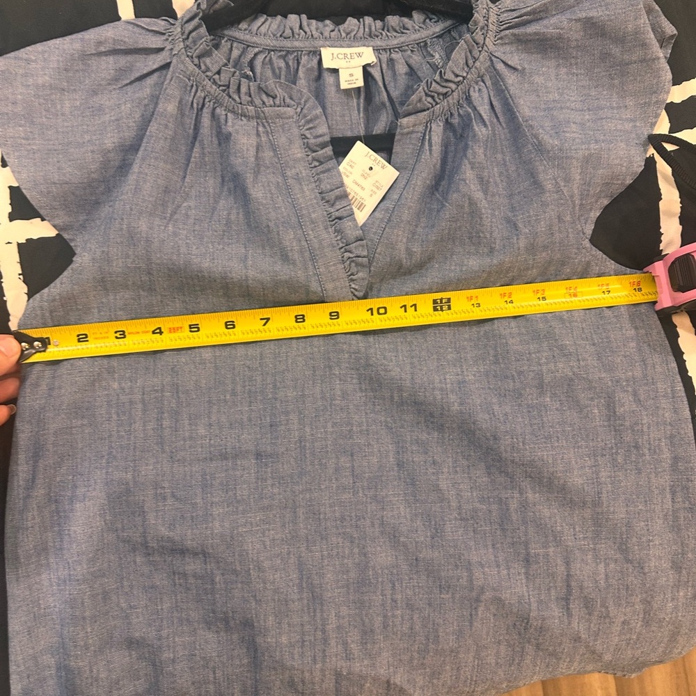 J. Crew Light Blue Ruffle Blouse